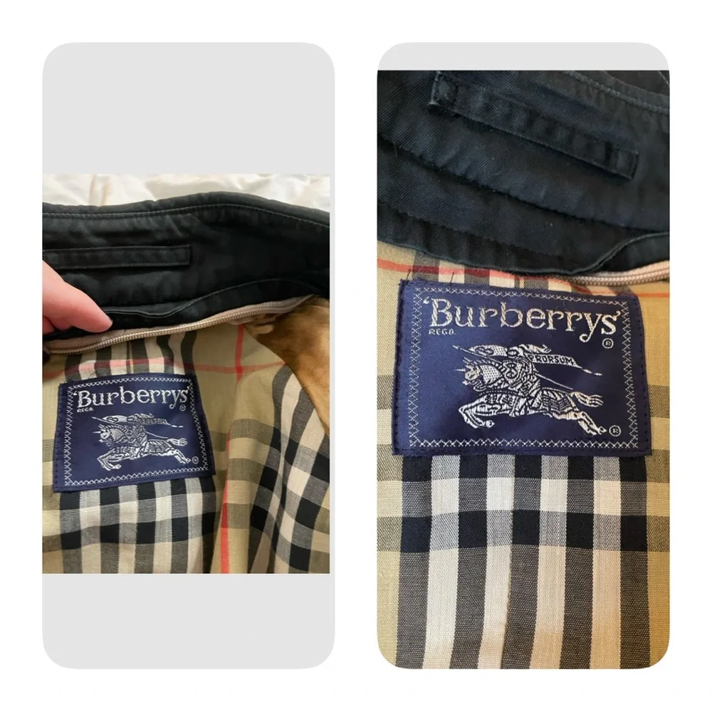 Burberry Vintage Trench Coat Black Authentic Nova Check Double Breasted 14 XLong - Picture 10 of 16